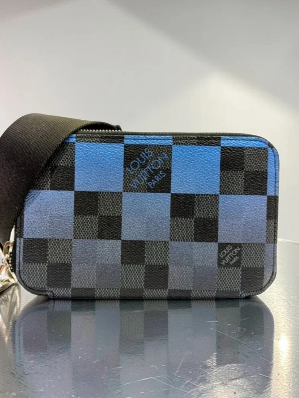Louis Vuitton Alpha Wearable Wallet Giant Damier Cobalt Blue Indigo Leather